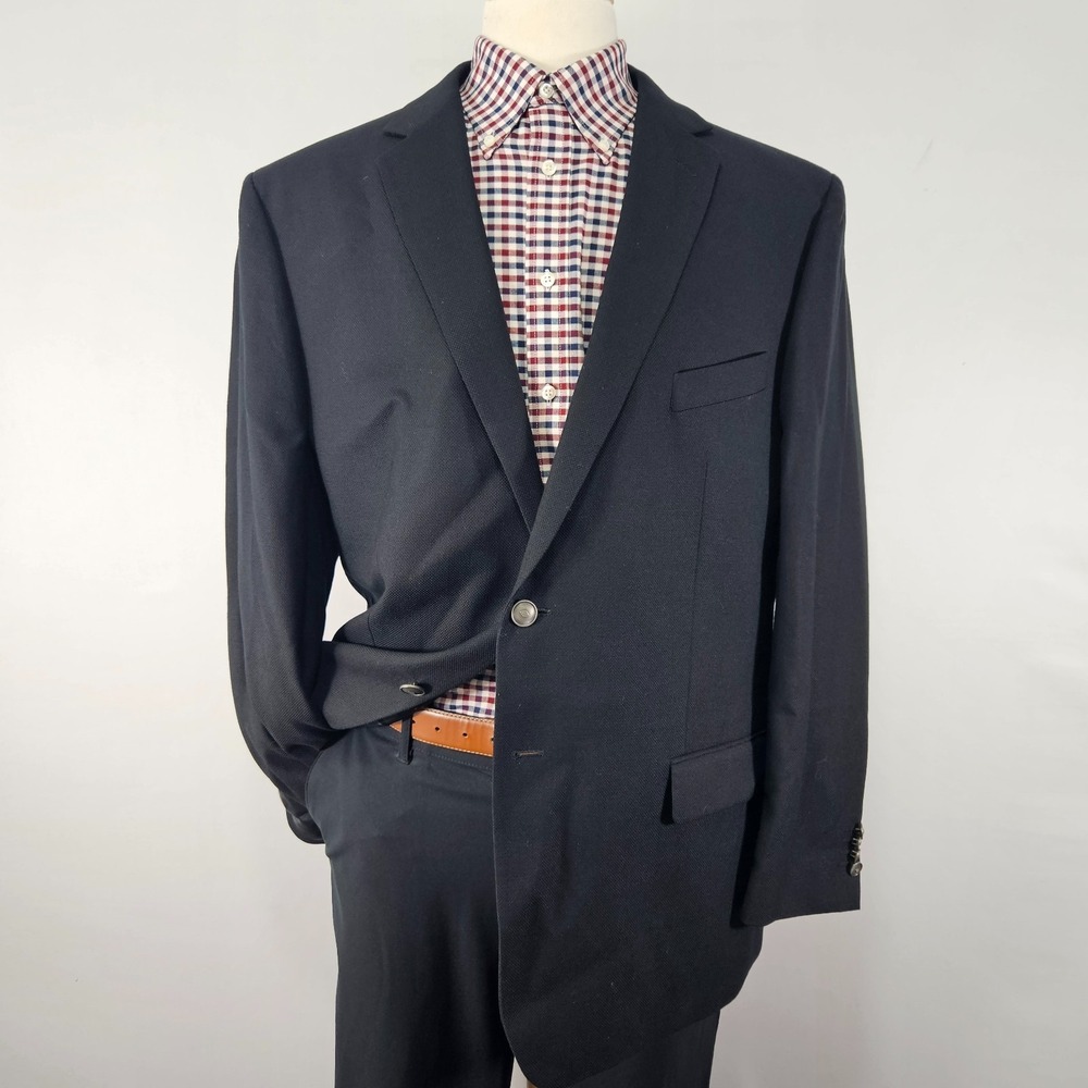 Joseph Abboud Men's Sport Coat Blazer Two Button Reda 110s Wool Black Size 48R